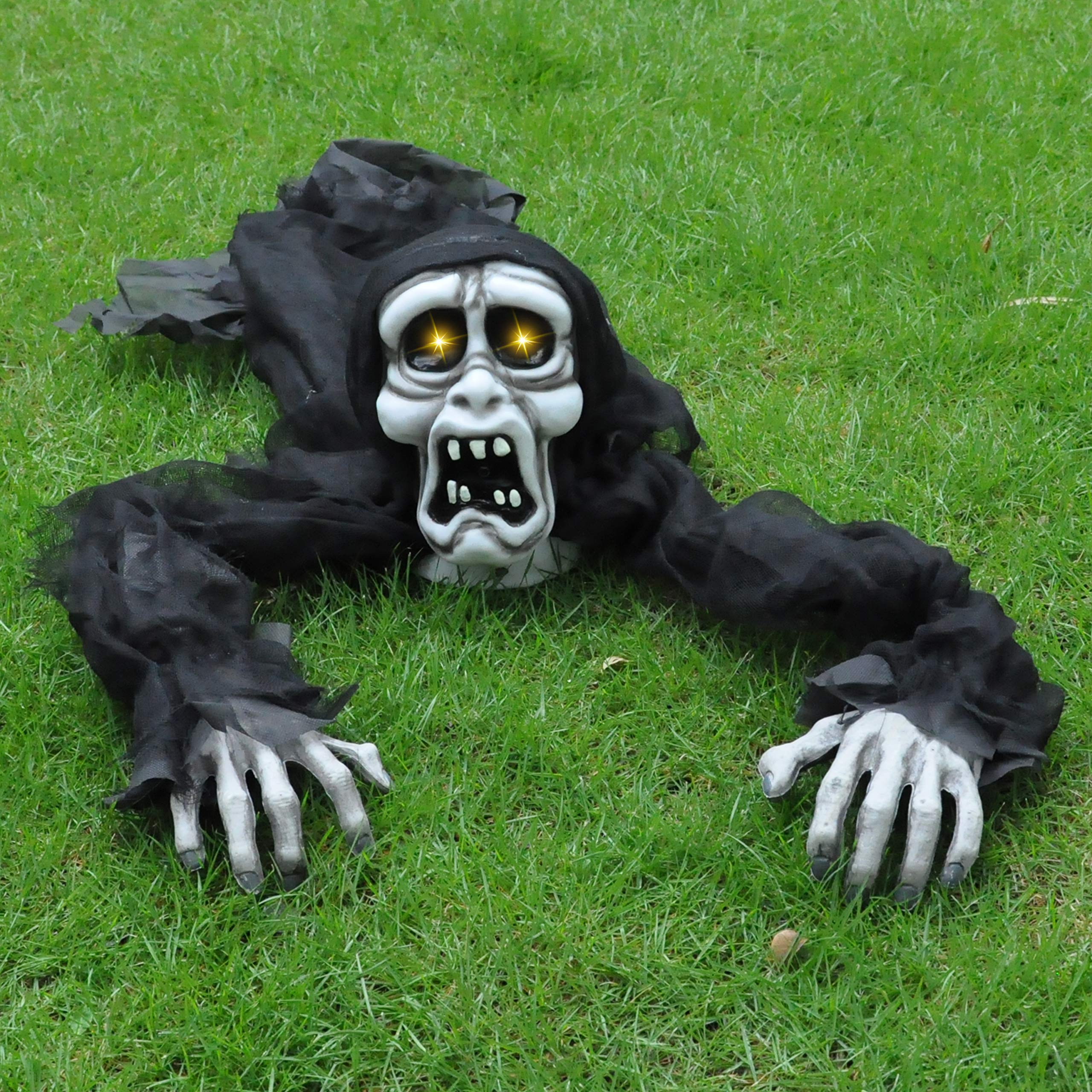 JOYIN Halloween Decoration Zombie Groundbreaker Life Size Climbing Zombie with Creepy Sound and Light-Up Eyes for Outdoor Graveyard Halloween Haunted House Decorations