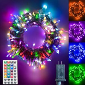 gonk color changing led christmas lights,200 led 66ft plug in powered multicolor christmas tree lights with remote control for bedroom party indoor outdoor decorations-16 colors