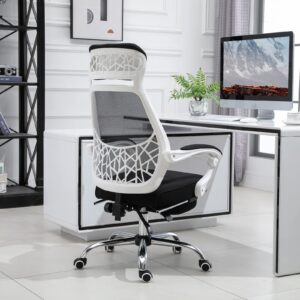 Vinsetto Ergonomic High Back Mesh Office Chair Swivel Reclining Computer Desk Chair with Retractable Footrest, Headrest, Padded Armrest