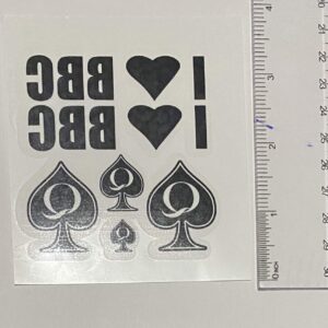 6 Sheet Temporary Tattoo Set QoS, BBC ONLY, I Love BBC 38 Total Tattoos Queen of Spades