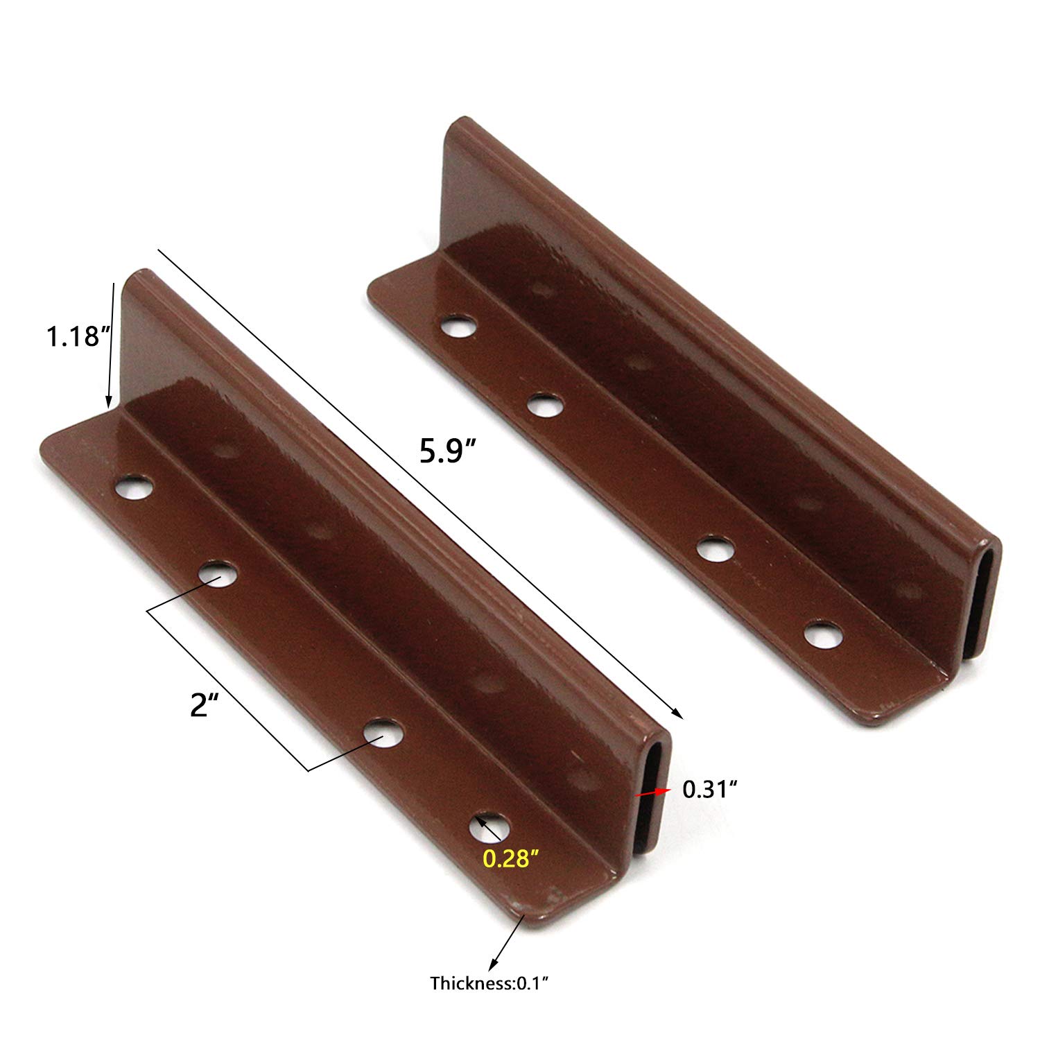 Bitray 2 PCS Bed Frame Bed Post Double Hook Slot Bracket Bed Hanging Slot Hardware Attachment Bracket Hanging Piece Bed Hook Plates with Screws(5.9inch Length)