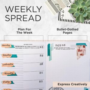 Wordsworth Undated Planner Weekly and Monthly - Dotted Blank Planner - Hardcover, Dateless Weekly Planner, 5.83 × 8.27In - Premium A5 Paper (120GSM) - Monthly, Weekly, Yearly Spread - Bullet Planner