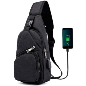 sling bag - shoulder backpack chest bags crossbody daypack for women & men with usb charging port for travel/hiking/outdoor (s-black)