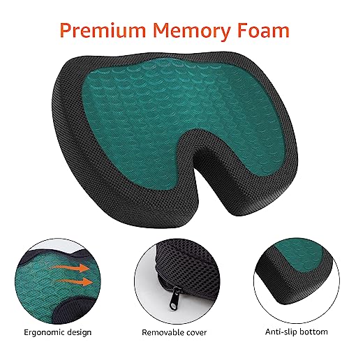 Amazon Basics Gel Enhanced Memory Foam Seat Cushion for Office Chair, Black