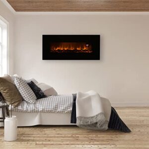 50-inch wall-mounted electric fireplace - fireplace insert with led flames, bottom vents, adjustable heat settings, and remote by northwest (black)