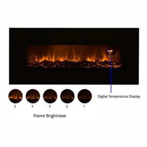 50-Inch Wall-Mounted Electric Fireplace - Fireplace Insert with LED Flames, Bottom Vents, Adjustable Heat Settings, and Remote by Northwest (Black)