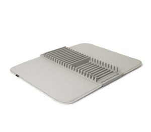 umbra udry rack and microfiber dish drying mat-space-saving lightweight design folds up for easy storage, standard, light grey