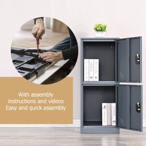 MECOLOR Vertical Single Tier Small Locker with Padlock latche 2 or 3 Compartment Storage for Employee,Home,Office,School,Kids (Dark Grey, P2V)