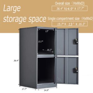 MECOLOR Vertical Single Tier Small Locker with Padlock latche 2 or 3 Compartment Storage for Employee,Home,Office,School,Kids (Dark Grey, P2V)