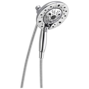 delta faucet 5-spray in2ition dual shower head with handheld spray, h2okinetic chrome shower head with hose, showerheads, handheld shower heads, magnetic docking, chrome 58480-25-pk