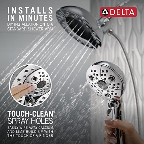 Delta Faucet 5-Spray In2ition Dual Shower Head with HandHeld Spray, H2Okinetic Chrome Shower Head with Hose, Showerheads, Handheld Shower Heads, Magnetic Docking, Chrome 58480-25-PK