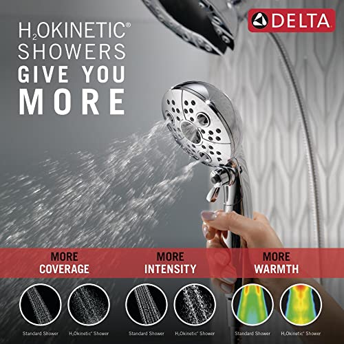 Delta Faucet 5-Spray In2ition Dual Shower Head with HandHeld Spray, H2Okinetic Chrome Shower Head with Hose, Showerheads, Handheld Shower Heads, Magnetic Docking, Chrome 58480-25-PK