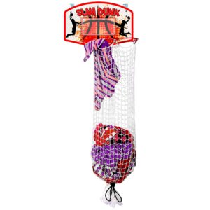 Bundaloo Slam Dunk Basketball Hamper - Over The Door 2 In 1 Hanging Basketball Hoop Or Laundry Hamper Boys & Girls Room Decor - Fun Gift