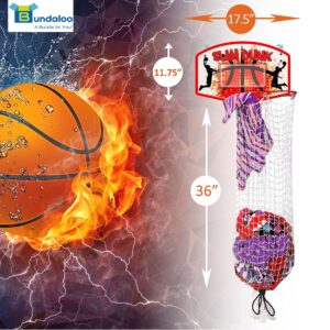 Bundaloo Slam Dunk Basketball Hamper - Over The Door 2 In 1 Hanging Basketball Hoop Or Laundry Hamper Boys & Girls Room Decor - Fun Gift