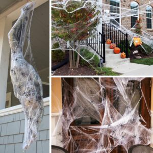 1000 Sqft Halloween Spider Web Decorations with 100 Fake Spiders, Super Stretch Spider Webs Cobwebs Decor, Haunted House Yard Creepy Scene Props Indoor Outdoor Decor and Halloween Party Supplies