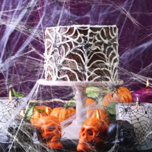 1000 Sqft Halloween Spider Web Decorations with 100 Fake Spiders, Super Stretch Spider Webs Cobwebs Decor, Haunted House Yard Creepy Scene Props Indoor Outdoor Decor and Halloween Party Supplies