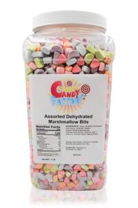 sarah's candy factory assorted dehydrated marshmallow bits in jar, 1lb pack 1