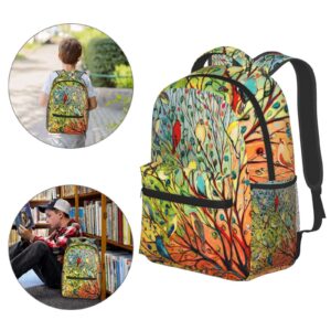 Dujiea Backpacks for Kids Tree Life Birds On Branch Waterproof Book Bags for Laptop, Women Casual Daypacks School Rucksack Travel Backpack for Children Toddler 1th- 6th Grade Girls Boys