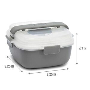 Goodful Stackable Lunch Box Container, Bento Style Food Storage with Removeable Compartments for Sandwich, Snacks, Toppings & Dressing, Leak-Proof and Made without BPA, 56-Ounce, Gray