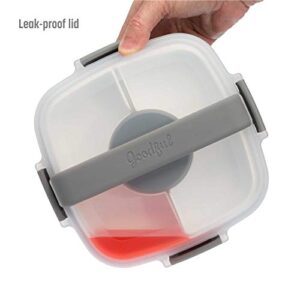 Goodful Stackable Lunch Box Container, Bento Style Food Storage with Removeable Compartments for Sandwich, Snacks, Toppings & Dressing, Leak-Proof and Made without BPA, 56-Ounce, Gray