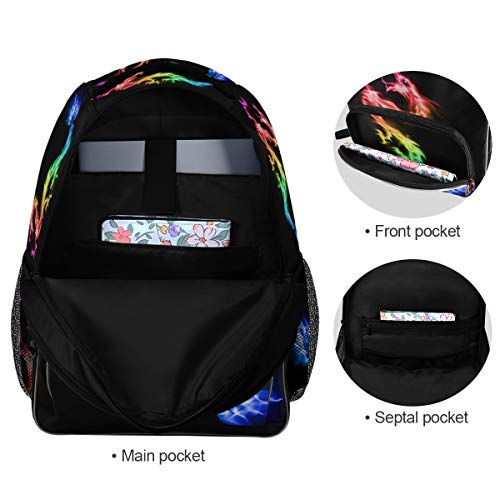 Kids Backpack Fire Rainbow Dragon Three Layer Arc Bookbag for Boys Girls Elementary School Casual Travel Bag Laptop Daypack