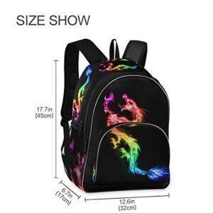 Kids Backpack Fire Rainbow Dragon Three Layer Arc Bookbag for Boys Girls Elementary School Casual Travel Bag Laptop Daypack