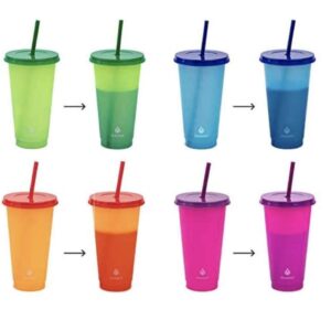 Manna 24oz Color Changing Reusable Cup Set - 12-Piece - Lime, Orange, Blue Sky, Pink