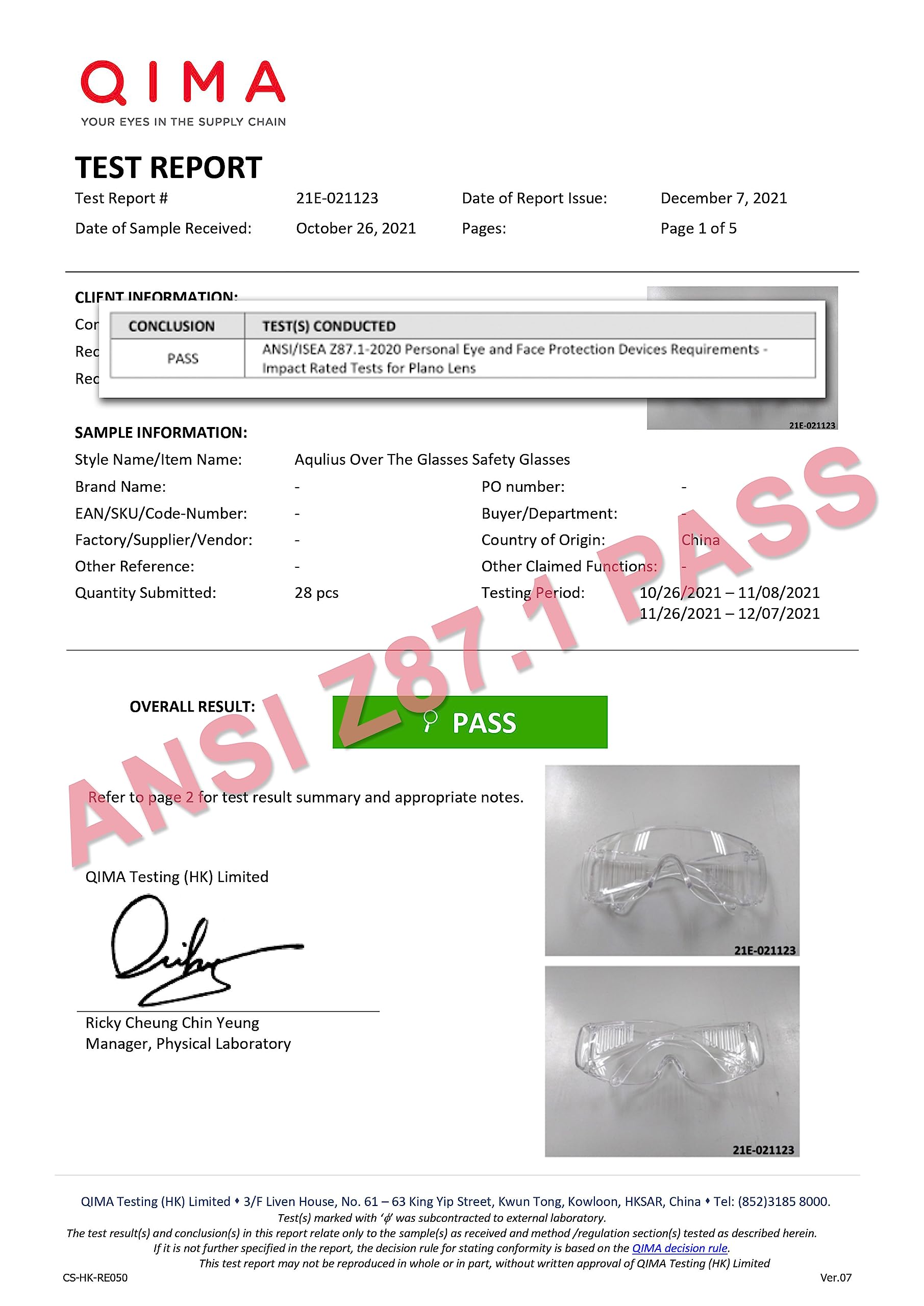 Aqulius 3 Bulk Pack Safety Glasses Over Eyeglasses (Anti-Fog & Scratch Resistant) Crystal Clear Eye Protection - OTG Safety Goggles