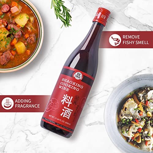 52USA Shaoxing Cooking Wine 21.64 fl oz, Chinese Asian Cooking Wine, Shao Hsing Rice Wine, Shaoxing Rice Wine, Hsing Rice Wine, Fermented Rice Wine, Homemade Asian Cooking