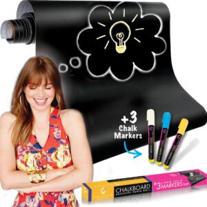 travel revealer chalkboard contact paper self adhesive dry erase contact paper roll +3 liquid chalk markers 17.7x78.7 wallpaper stick & peel removable contact paper blackboard vinyl black stickers