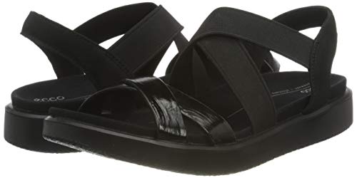 ECCO Women's Flowt Elastic Sandal, Black, 7-7. 5