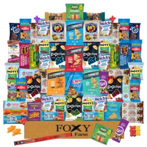 foxy fane 60-count holiday gift box - variety pack of 60 healthy snacks & treats