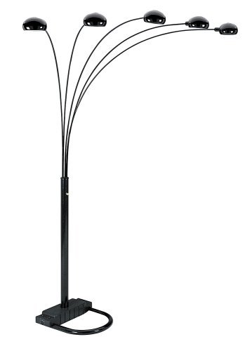 SQF 5-Arm Arch Floor Lamp with Dimmer (Black, 6962)