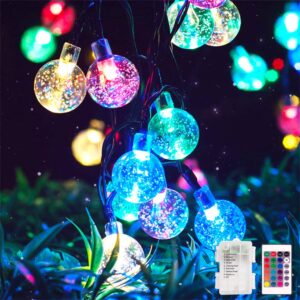 metaku rgb globe string lights fairy lights battery operated 26ft 60led string lights with remote 16 colour changing garden lights waterproof indoor outdoor decorative lights for garden patio home