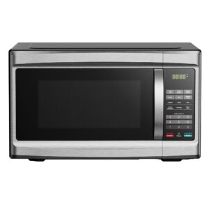 Black+Decker 1000 Watt Stainless Steel Small Microwave Countertop Oven with 6 Cooking Modes, Digital Touch Controls, and Display, Black