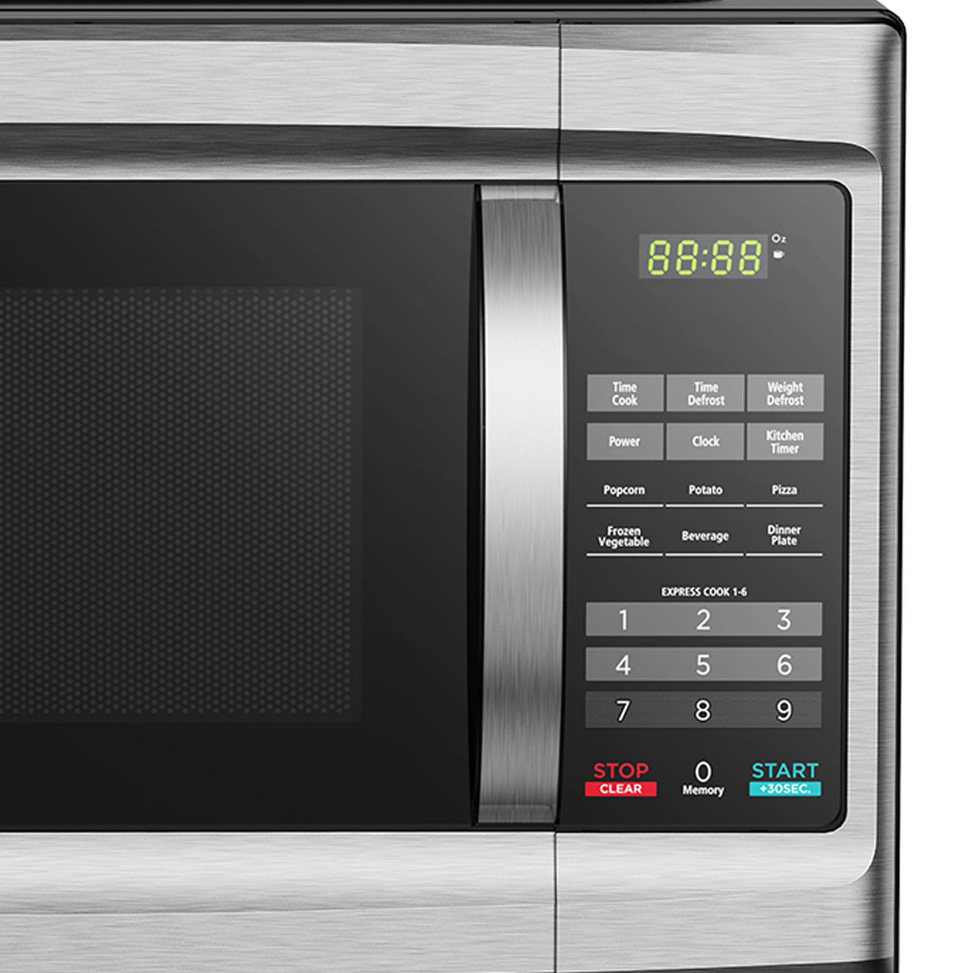 Black+Decker 1000 Watt Stainless Steel Small Microwave Countertop Oven with 6 Cooking Modes, Digital Touch Controls, and Display, Black