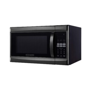 Black+Decker 1000 Watt Stainless Steel Small Microwave Countertop Oven with 6 Cooking Modes, Digital Touch Controls, and Display, Black