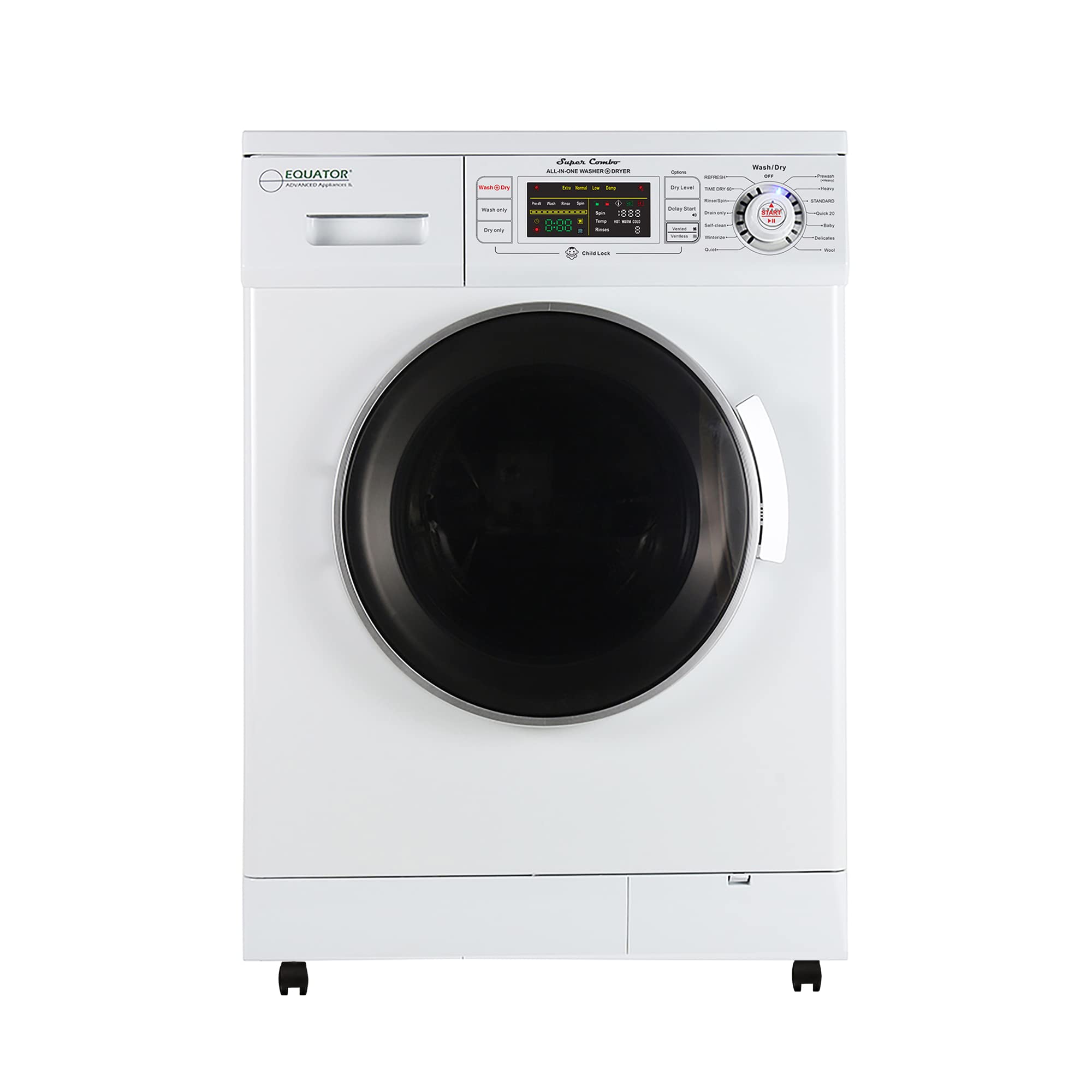 Equator ProCompact 110V Vented/Ventless 13lbs Combo Washer Dryer+Portability Kit (White)