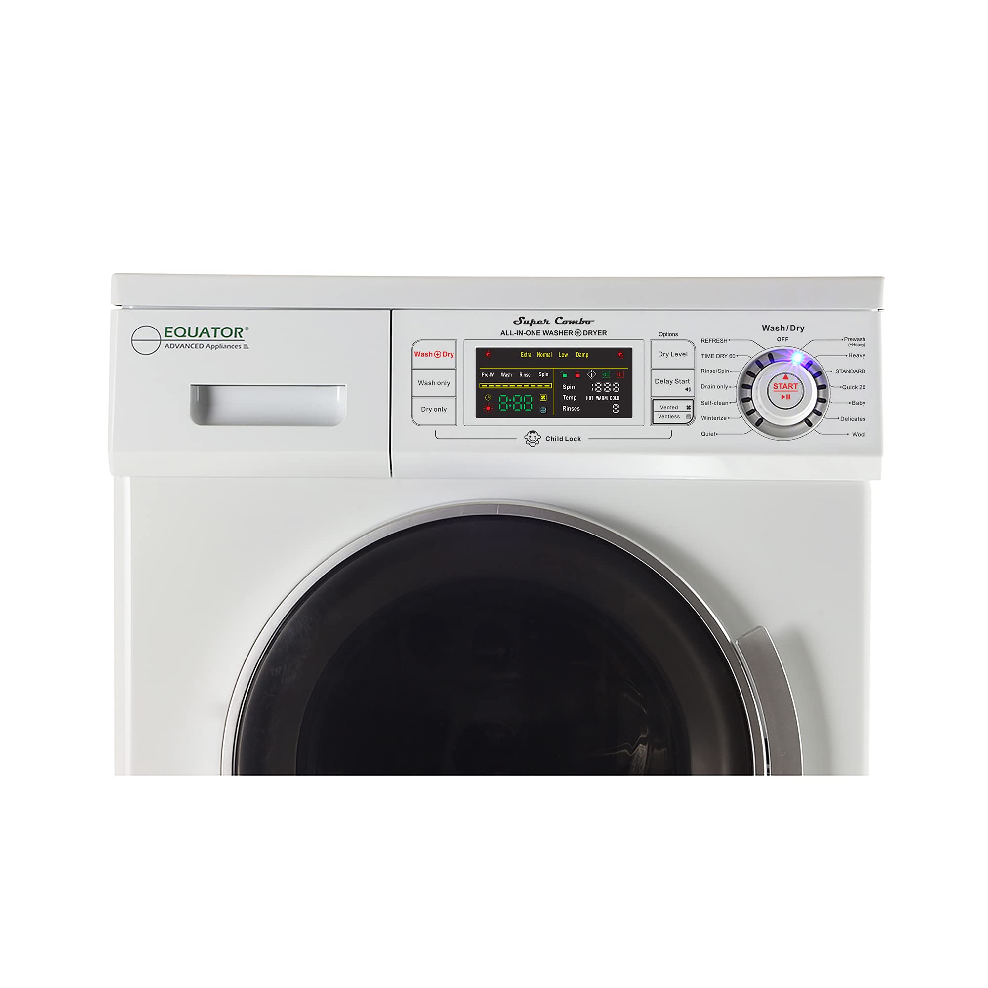 Equator ProCompact 110V Vented/Ventless 13lbs Combo Washer Dryer+Portability Kit (White)