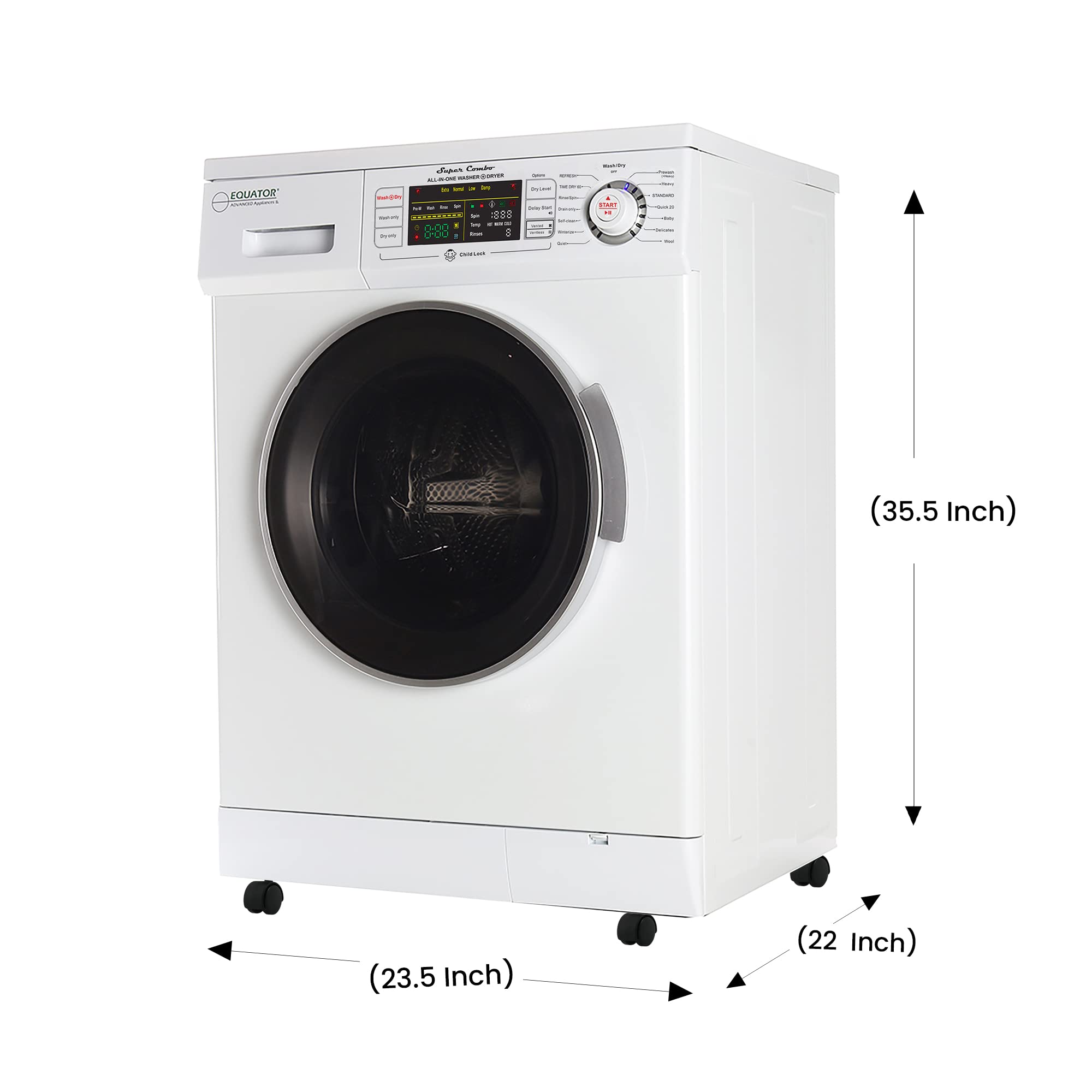 Equator ProCompact 110V Vented/Ventless 13lbs Combo Washer Dryer+Portability Kit (White)