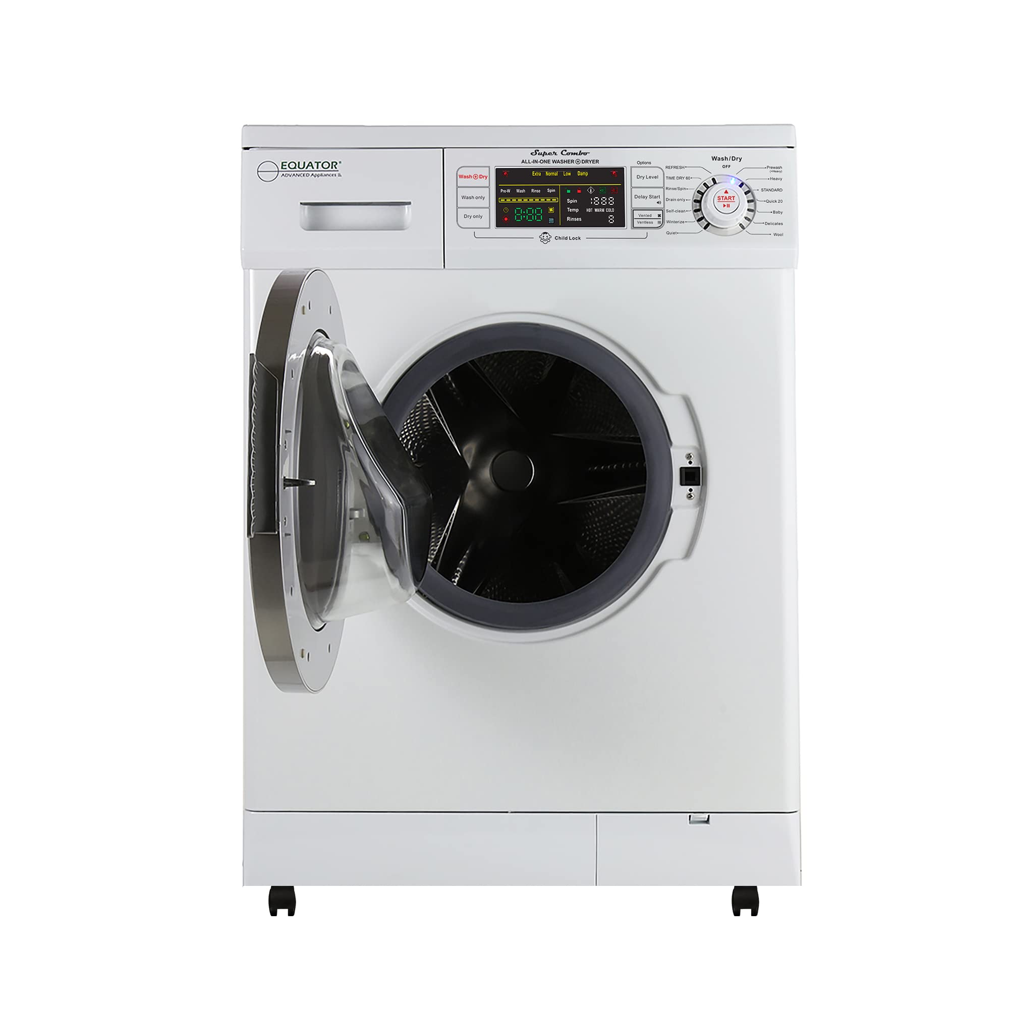 Equator ProCompact 110V Vented/Ventless 13lbs Combo Washer Dryer+Portability Kit (White)