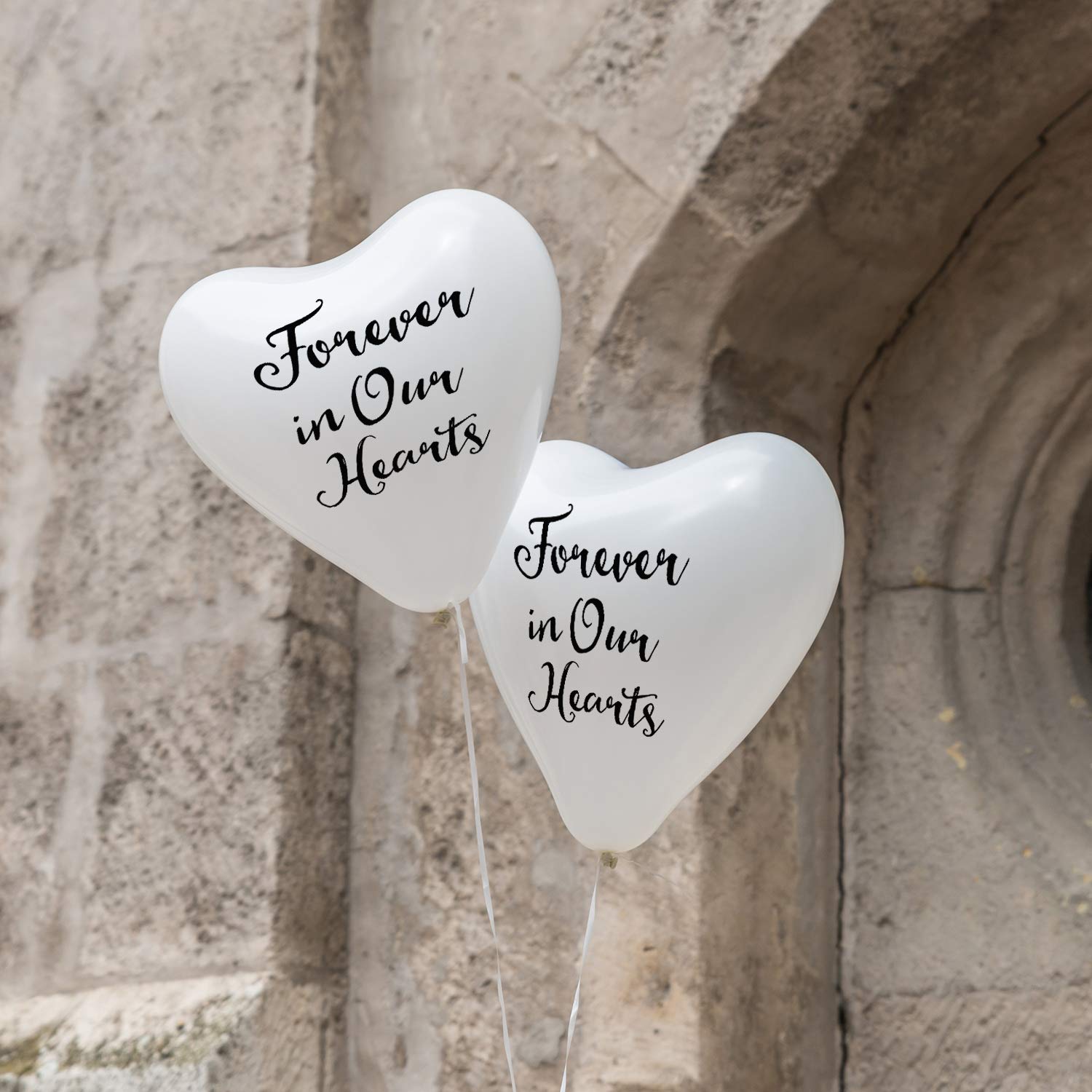 60 Pieces Funeral Balloon White Hearts Shape Balloons Memorial Balloons Latex Balloons with 2 Rolls White Balloon Ribbons for Funeral Memorial Decoration