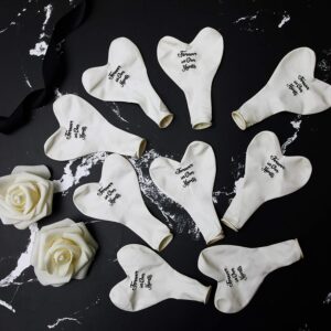 60 Pieces Funeral Balloon White Hearts Shape Balloons Memorial Balloons Latex Balloons with 2 Rolls White Balloon Ribbons for Funeral Memorial Decoration