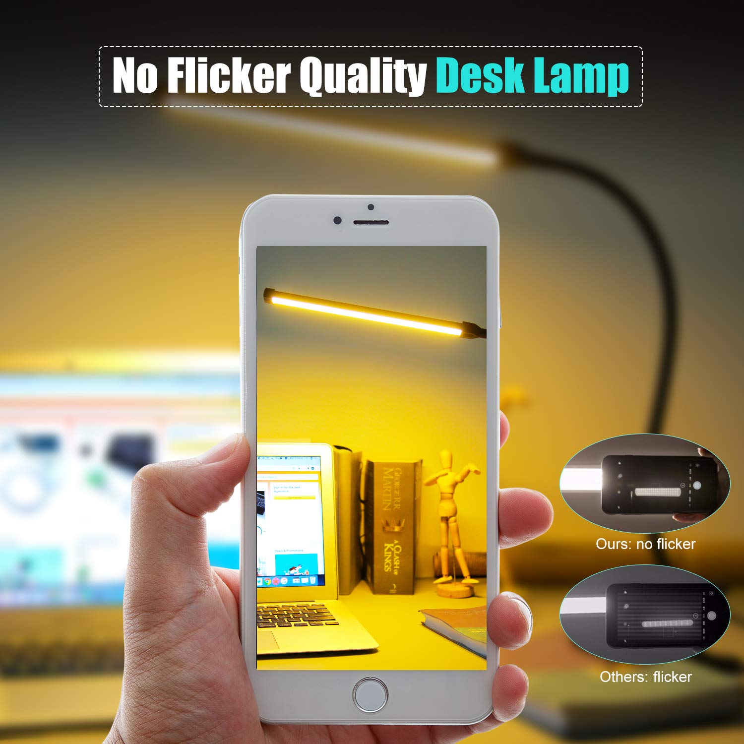 Morw Winmor Led Clip On Desk Lamp,3 Color 11 Brightness,64 LED 10W Book Reading Light,USB Plug,Stepless Dimmer Auto Off,Clamp Desk Lights for Bedside Computer Home Office