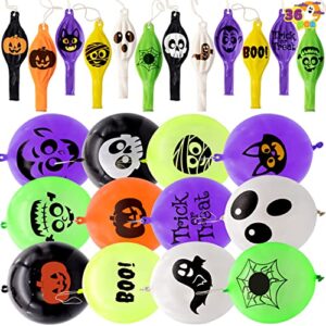 joyin 36 pcs halloween punch balloons for kids trick or treat game, punching balloon party favor supplies indoor outdoor decorations