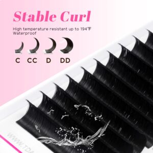 TDANCE Eyelash Extension Supplies Rapid Blooming Volume Eyelash Extensions Thickness 0.05 C Curl Mix 14-19mm Easy Fan Volume Lashes Self Fanning Individual Eyelashes Extension (C-0.05,14-19mm)