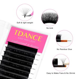 TDANCE Eyelash Extension Supplies Rapid Blooming Volume Eyelash Extensions Thickness 0.05 C Curl Mix 14-19mm Easy Fan Volume Lashes Self Fanning Individual Eyelashes Extension (C-0.05,14-19mm)