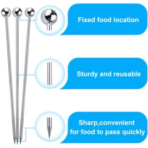 FATLODA 15PCS Cocktail Picks for Drinks, Stainless Steel Cocktail Toothpicks, Reusable Cocktail Skewers, Garnish Picks Bloody Mary Skewers, Metal Martini Picks for Olives Appetizers Fruit (4.3 Inch)