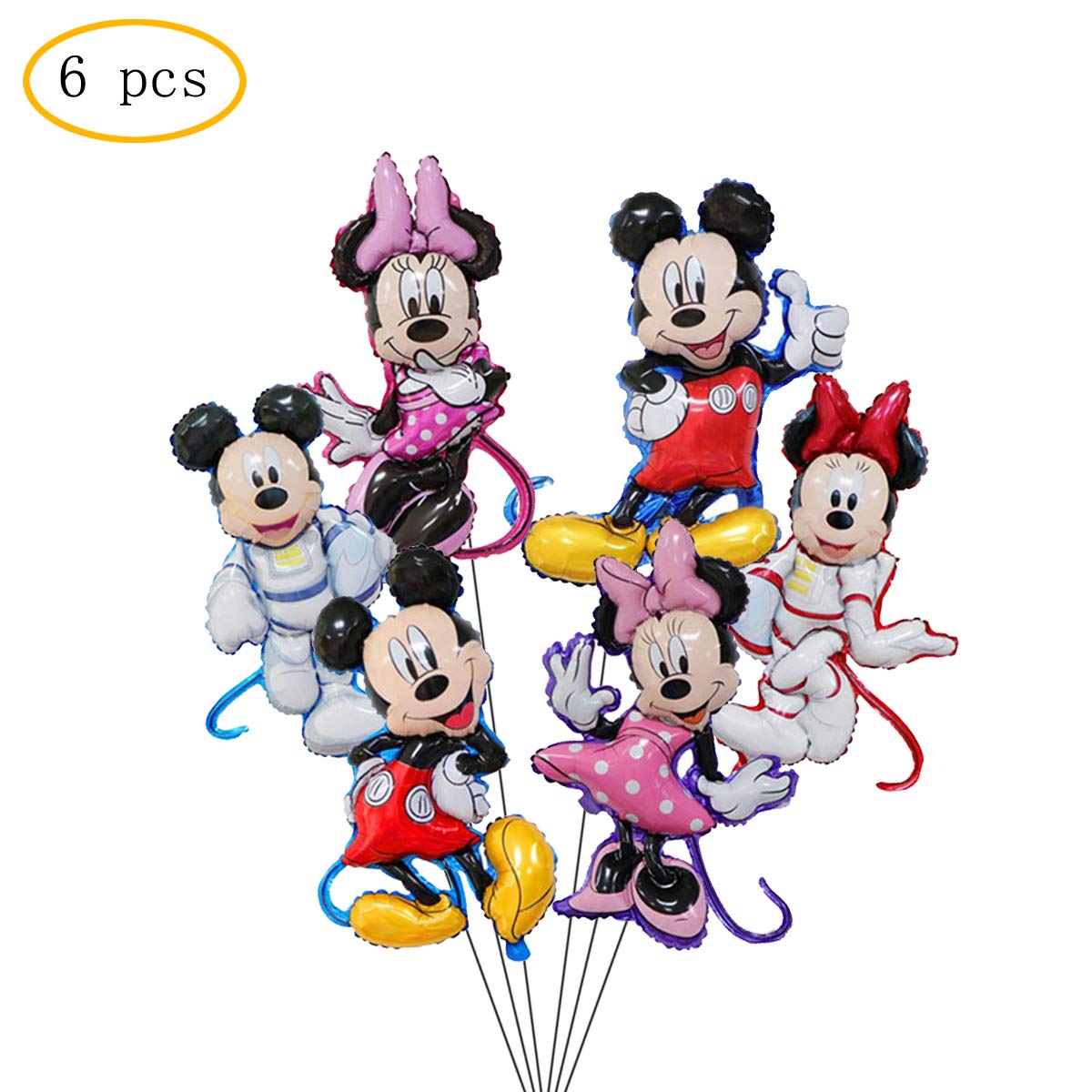 6 pcs Minnie Mickey Party Balloons , Mickey theme Party Supplies,Baby Shower Birthday Party Decorations