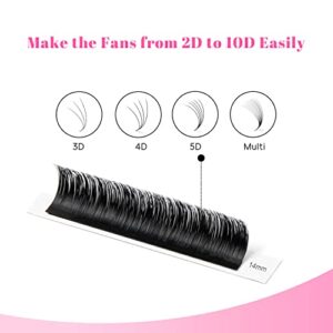 TDANCE Easy Fan Lash Extension Rapid Blooming Volume Eyelash Extensions C CC D DD J B L Curl 0.03-0.12mm Thickness Easy Fan Volume Lashes Self Fanning Eyelashes Extension (D-0.07,14-19mm)
